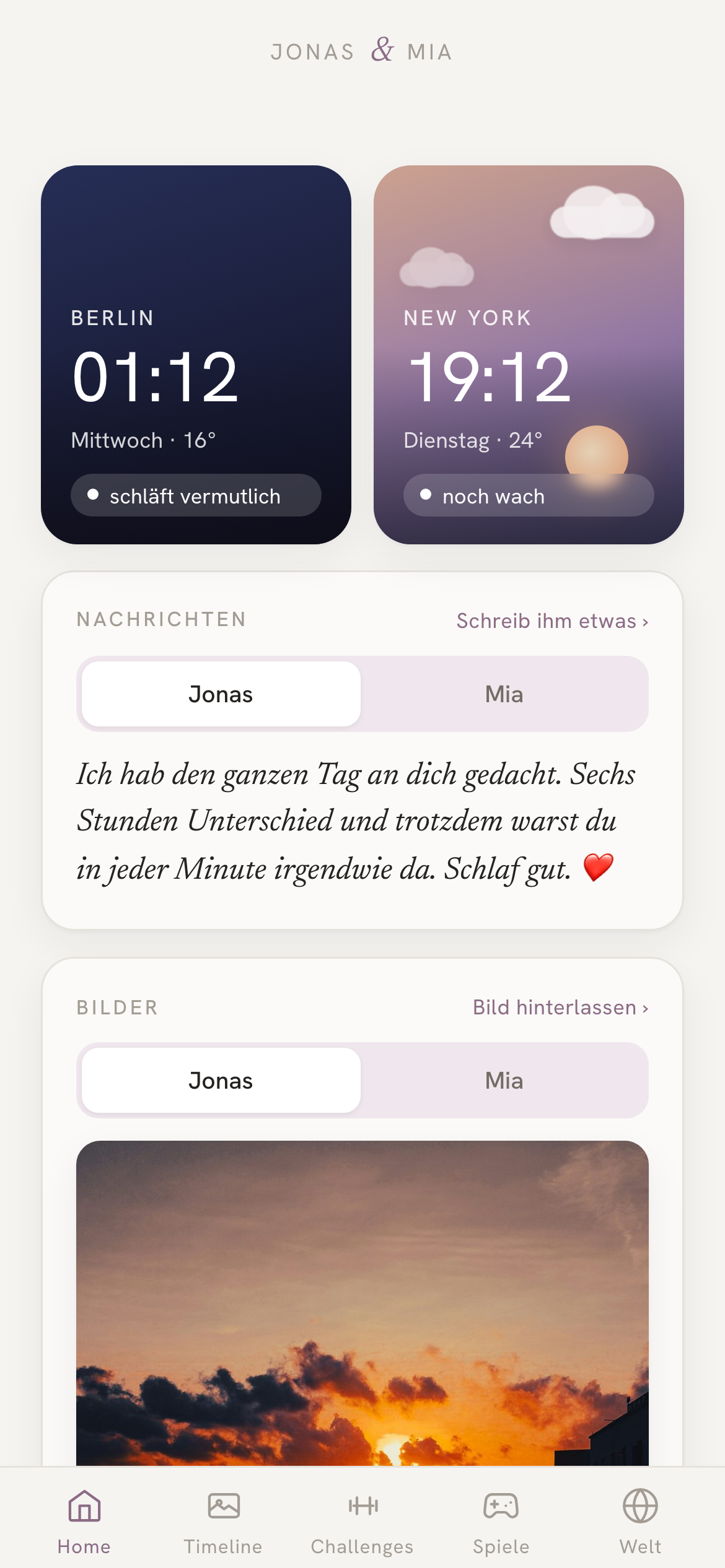 I built a free app for my own long distance relationship (Munich ↔ SF, 9h apart) logo